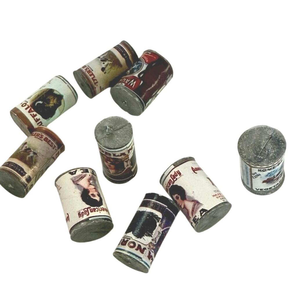 Miniature dollhouse groceries canned goods